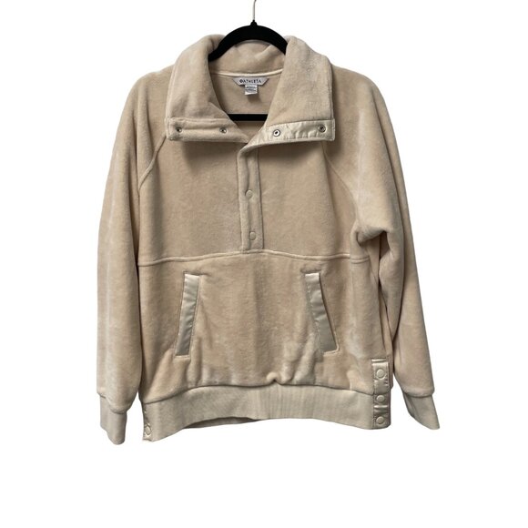 ATHLETA RECOVER COZY SNAP FRONT SWEATSHIRT CHANTILLY CREAM WOMENS M PULLOVER - Picture 2 of 11